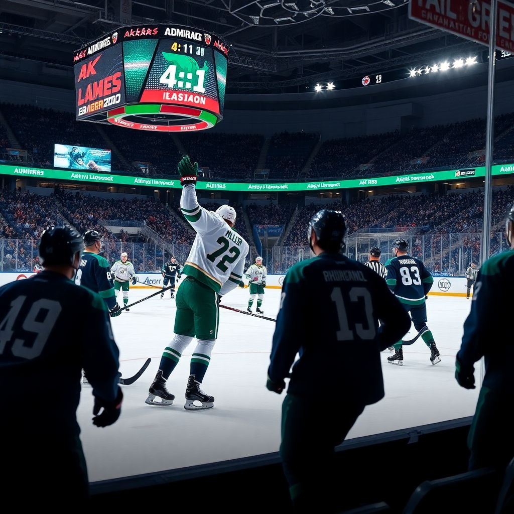 Рекорд Миллера и победа Ак Барса 4:1 над Адмиралом в матче КХЛ